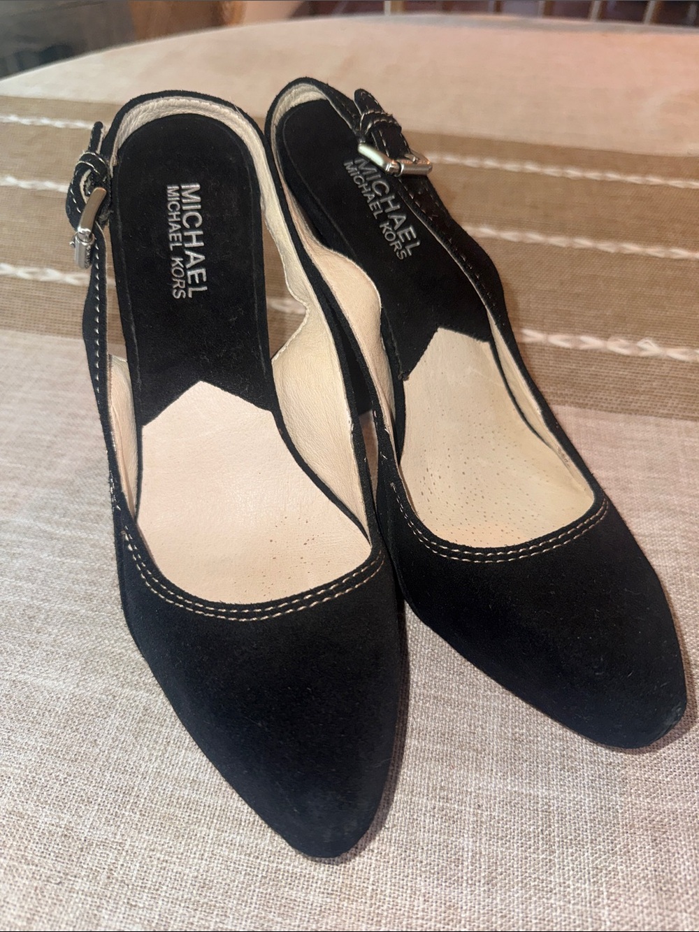 Michael Kors Black Suede Slingback Mules